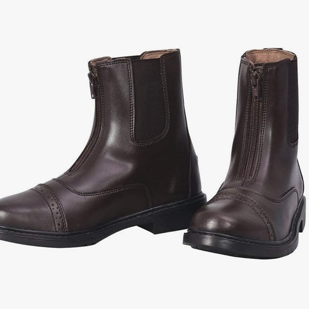TuffRider Women’s Brown Leather Ankle Zip Booties sz 7